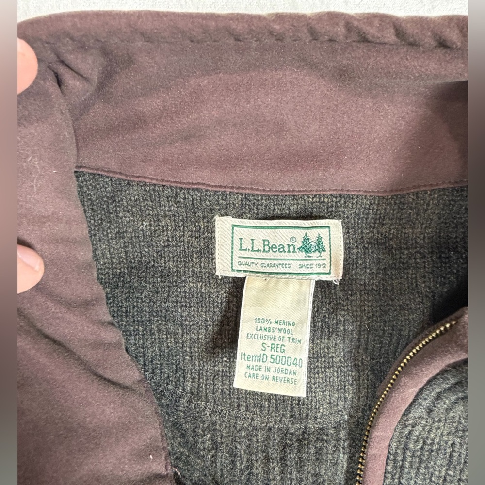 L.L. Bean Men's Size Small Waterfowl 100% Wool Charcoal Zip-Up Sweater - Picture 3 of 10